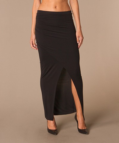 Charli Alana Draped Jersey Skirt - Black