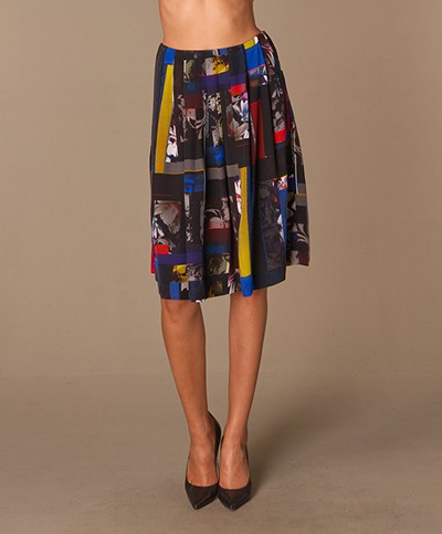 Paul Smith Pleated Midi Skirt - Black/Multicolored