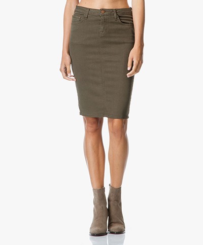 SevenTwo Slim Fitting Five Pocket Pencil Skirt - Army