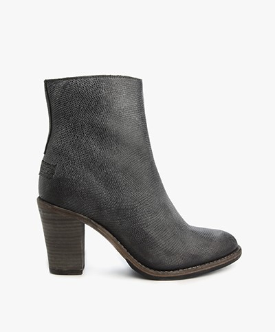 Shabbies Leather Zipper Ankle Boots - Black