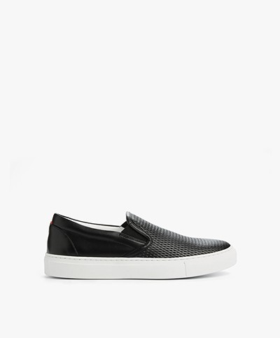 HUGO Chloe Leather Slip-on Sneakers - Black