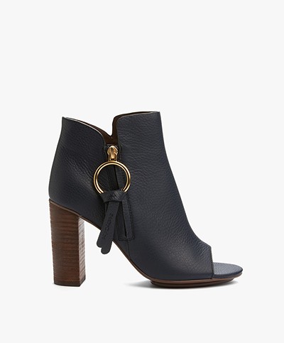See by Chloé Dustin Leather Ankle Boots - Baltico/Blue 
