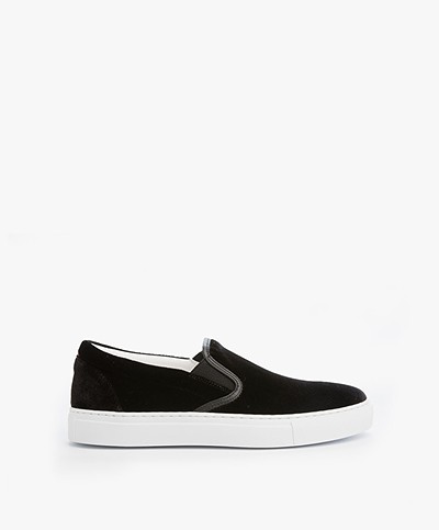 HUGO Cleah Slip-on Velvet Sneakers - Black 
