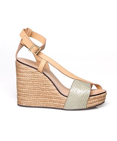 See by Chloé Raffia Wedge Sandals - Naturel/Light Green