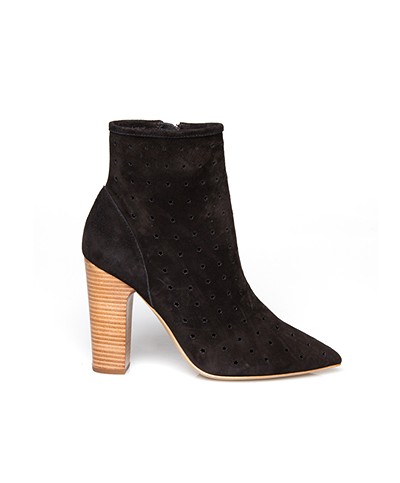 See by Chloé Suede Perforated Ankle Boot - Black