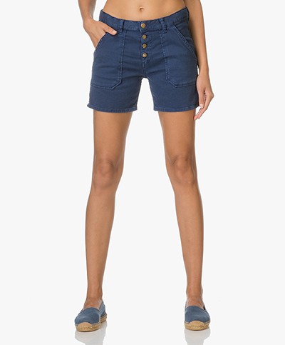 Ba&sh Cmira Cotton Denim Shorts - Bleu Klein