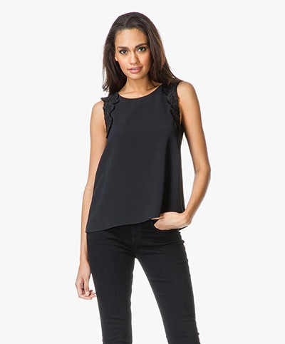 Vanessa Bruno Dothan Silk Top with Lace - Black