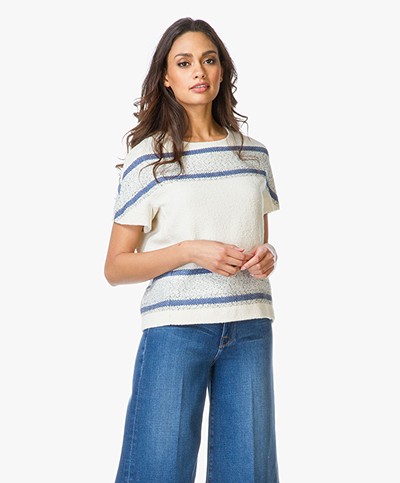 Closed Boxy Top with Stripes - Blanched