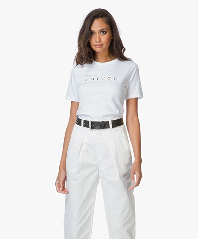 Carven T-Shirt with Metallic Details - White