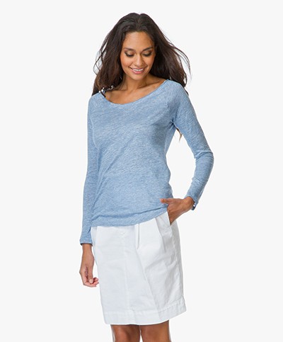 Majestic Linen and Silk Jersey T-shirt - Blue Melange