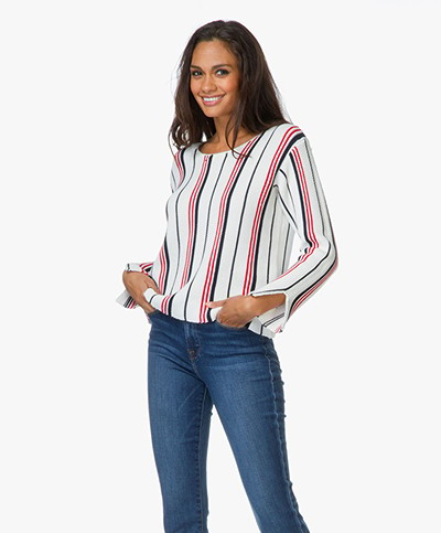 Frame Le Cropped Vertical Striped Sweater - Vertical Stripe