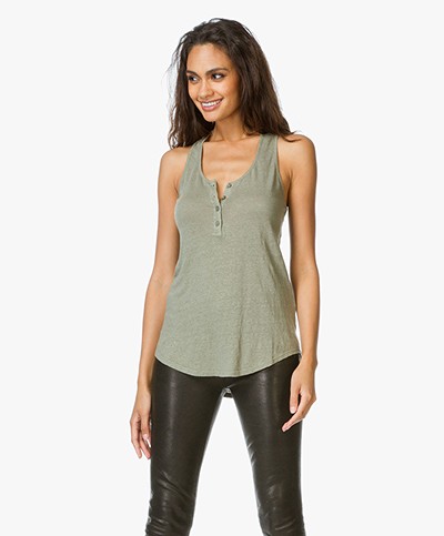 Frame Le Henley Tank Top - Olive Green