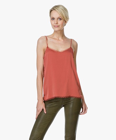 Repeat Silk Top with Lace - Cinnamon