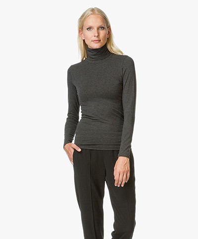 Majestic Jersey Turtle Neck Pullover - Anthracite Chiné