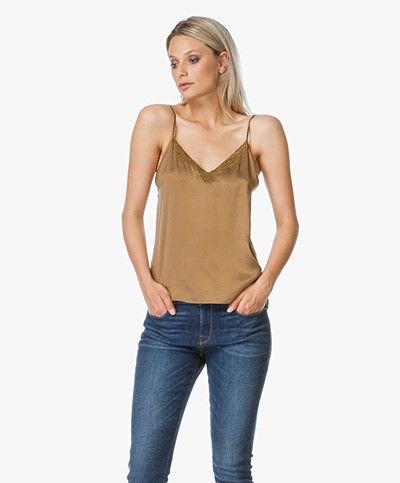 Mes Demoiselles Silk Top with Lace - Ocre
