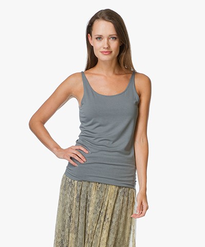 Repeat Stretch-Viscose Tank Top - Sea Weed
