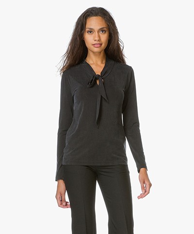 no man's land Cupro Top with Bow - Washed Black