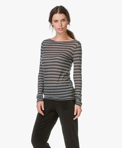 Majestic Cotton-Cashmere Long Sleeve - Anthracite/Flanelle 