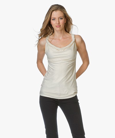 Majestic Draped Top with Lurex - Gold Milk