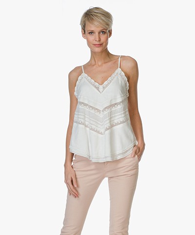IRO Voile Top Cloriane Top with Lace - Off-white