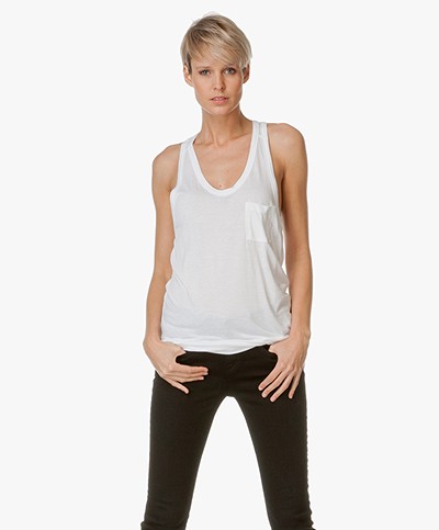T by Alexander Wang Classic Tank with Pocket - White