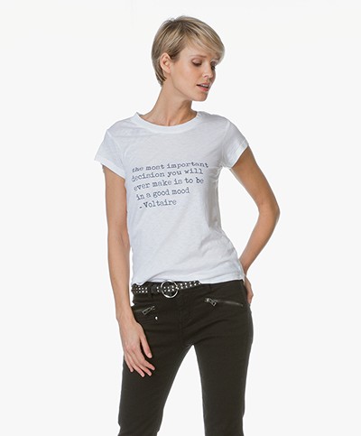 Zadig et Voltaire Print T-Shirt Skinny Slub - Wit 