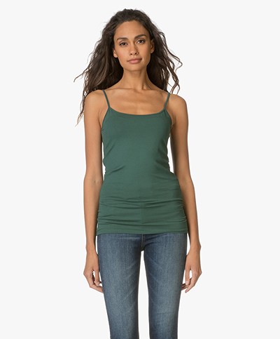 Closed Round Neck Spaghetti Strap Top - Lorbeer Green