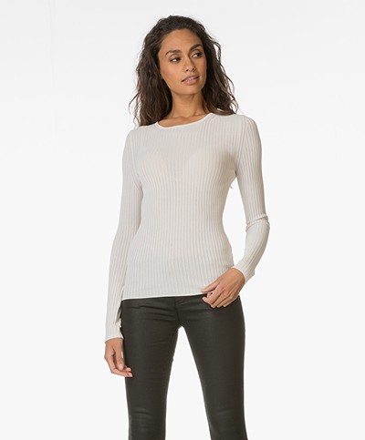 Drykorn Pullover Tiny in Fine Rib Knit - Off-White