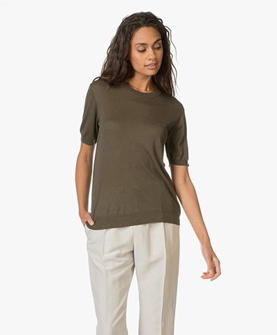 Theory Top Tolmaya in Silk and Cashmere Blend - Myrtle 
