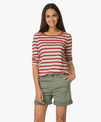Drykorn Elsie Linen Shirt - Red/Beige