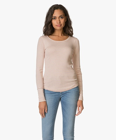 Closed Striped Long Sleeve - Pomegranate 