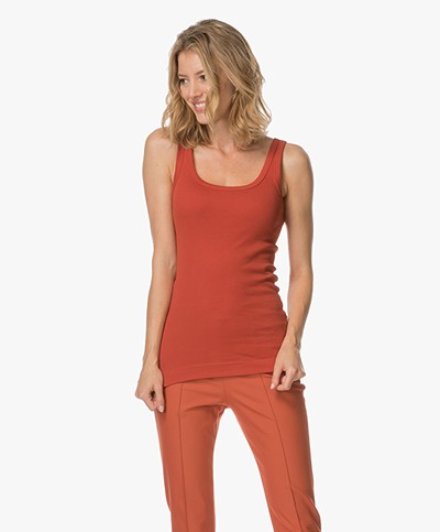 By Malene Birger Ribbed Tanktop Newdawn - Autumn Red