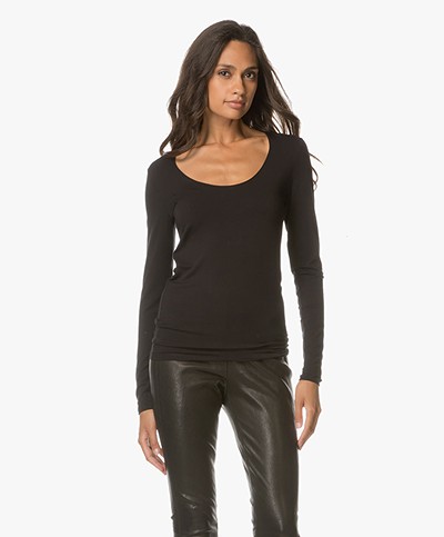 Majestic Long Sleeve with Round Neck - Black
