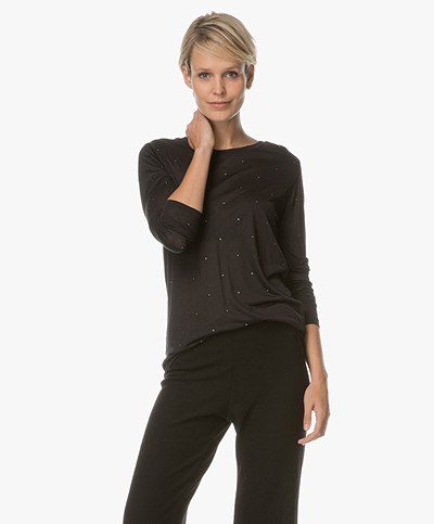 Majestic Long Sleeve with Strass Details - Black