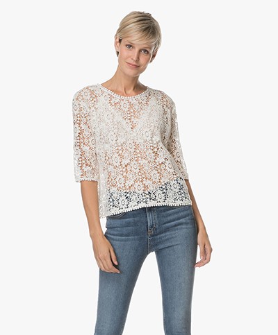 Ragdoll LA Lace Crochet Shirt - Off-white