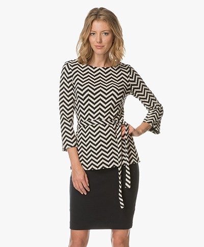 Kyra & Ko Obke Zigzag Striped Shirt - Navy/Off-white