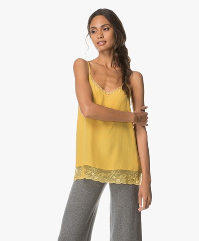 Repeat Silk and Lace Camisole - Mustard