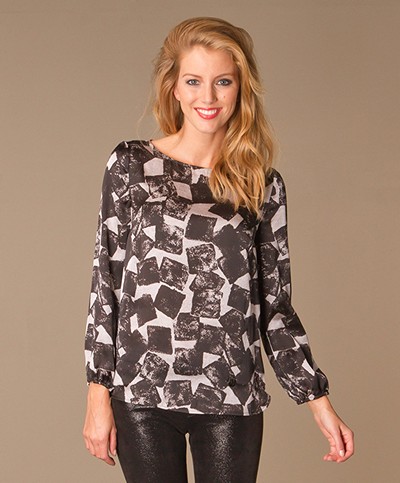Armani Jeans Abstract Print Top - Black