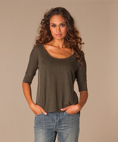 Charli Tai Linen Top - Forest