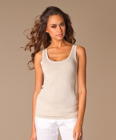 Majestic Basic Tank Top - Beige Hand Dyed