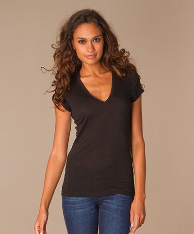 Mellow Rose V-hals T-shirt - Zwart
