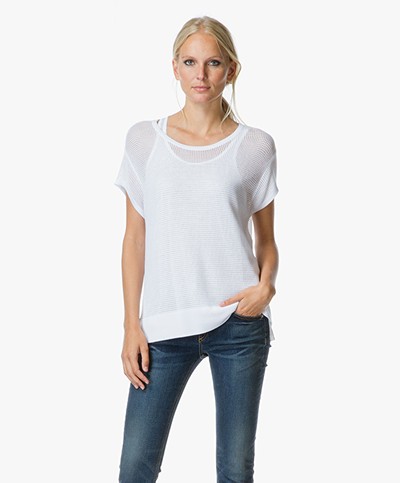 Rag & Bone Odette Mesh Knit T-Shirt - White