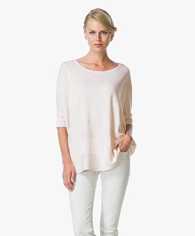 Repeat Oversized Sweater with Short Sleeves - Cream Melange