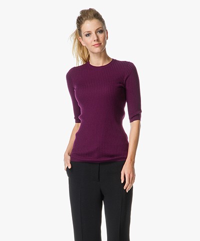 Vince Rib Short Sleeve Crew Neck Pullover - Concord