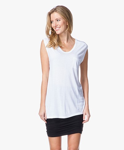 T by Alexander Wang Classic Muscle Tee with Pocket - Wit
