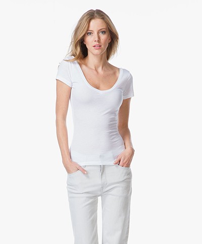 Velvet Noble V-neck T-shirt - White