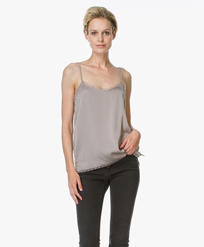 Repeat Silk Top with Lace - Ash