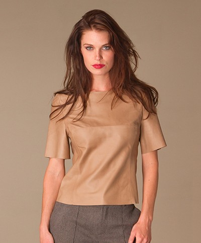 Drykorn Rumi Leather Top - Light Brown 