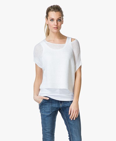 Charli Lunetta Linen Pullover with Top - White
