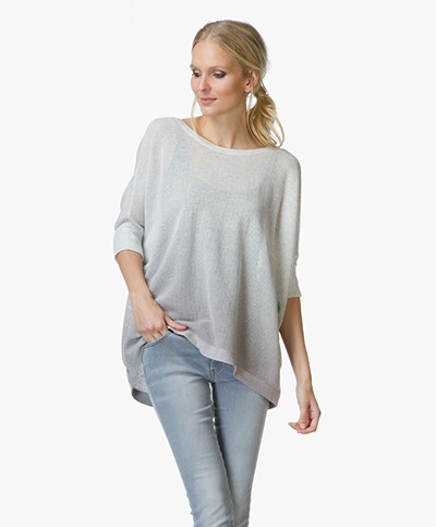 Repeat Oversized Dip Dye Sweater - Light Grey